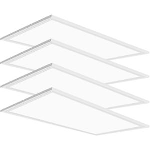 2x4 LED Flat Panel Light, 4 Pack 7800LM Drop Ceiling Light Fixture, 5000K Flat Panel LED Ceiling Lamp 0-10V Dimmable 2x4 Recessed Edge-Lit Troffer Fixture for Office Kitchen, ETL Listed