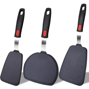 Silicone Spatula Turner Set,3-Pack Spatula Set,600F Heat Resistant Spatula for Non Stick Cookware,Large Flexible Kitchen Utensils for Baking,Cooking,No Scratching and Melting,Dishwasher Safe,BPA Free