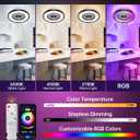 Bladeless Ceiling Fan with RGB Light, 24'' Low Profile Ceiling Fan, Remote & APP Control, Voice Control, 2700-6500K Dimmable, 6 Wind Speeds Flush Mount LED Fan Light for Bedroom, Kids Room