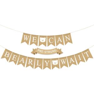Weecent We Can Bearly Wait Decorations, Pre-Strung 6ft Burlap Teddy Bear Baby Shower Decorations We Can Bearly Wait Baby Shower Banner for Bear Birthday Party Supplies