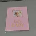 Lanpn Hello Baby Memory Book, Newborn First 5 Year Keepsake with DIY Window, Linen Baby Book Memories Journal Scrapbook Photo Book, Baby Milestone Album for Boy Girl New Parents (Pink, 154 Pages)