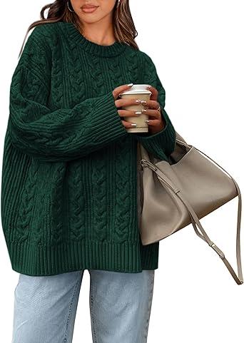 Okiwam Women's Oversized Sweaters Crewneck Cable Knit Pullover Casual Loose Fall Outfits Fashion Clothes 2025
 M Okiwam Women's Oversized Sweaters Crewneck Cable Knit Pullover Casual Loose Fall Outfits Fashion Clothes 2025
 M