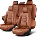 TIEHESYT Car Seat Covers Full Set, Breathable Leather Automotive Front and Rear Seat Covers, Car Seat Protectors Full Set, Compatible with Most Vehicles, SUV (Brown, Front Pair and Rear)