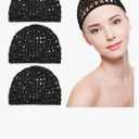 3PCS Crochet Hair Net, Hair Wrap Net, Mesh Wrapping Hair Nets Cap Soft Reusable Crocheted Sleep Cap for Women, Hair Wrap for Sleep Hair Silk Tidy (Black), Large