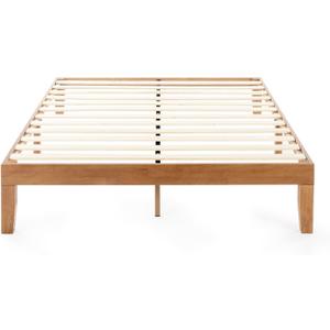 Mellow Naturalista Classic - 12 Inch Solid Wood Platform Bed with Wooden Slats, No Box Spring Needed, Easy Assembly, Queen, Pine