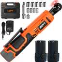 LUFF Cordless Electric Ratchet Wrench Kit, 3/8" 12V Power Ratchet Tool Set, 50N.m Variable Speed Trigger with 2 2000mAh Lithium-Ion Batteries, Fast Charge, 11 Sockets
