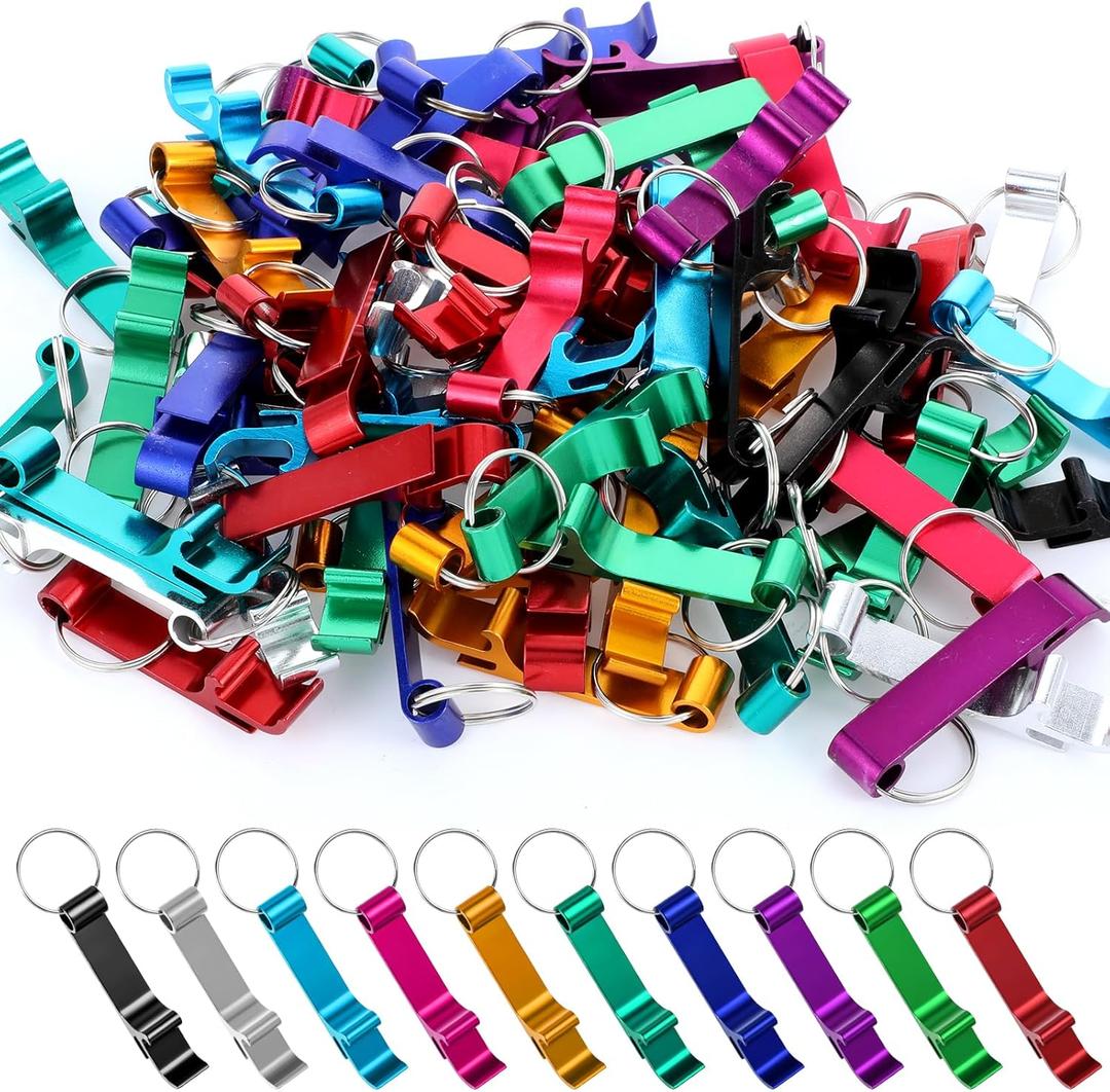 200 Pcs Colored Aluminum Bottle Opener Keychain Bulk, Claw Soda Beverage Beer Bottle Opener Unisex Metal Personalized Keychains Openers for Kitchen Restaurant Bar Wedding Home Party
