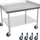 Commercial-Grade Stainless Steel Workstation Table with Under Shelf & Lockable Casters (30"x36"x26")