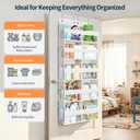 Yecaye Over The Door Organizer, 5 Tier Extra Large Behind Door Storage of 10 Compartments, 80lbs Heavy Duty Door Organizer Hanging with Clear Window for Closet Bedroom Pantry Bathroom, Beige