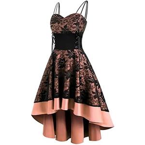 Women’s Vintage Steampunk Dress Spaghetti Strap Bandage Dresses Floral Lace High Low Dress Lolita Halloween Costumes XL Women’s Vintage Steampunk Dress Spaghetti Strap Bandage Dresses Floral Lace High Low Dress Lolita Halloween Costumes XL