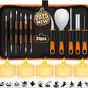 Pumpkin Carving Kit with Stencils: 31 PCS Halloween Pumpkin Carving Tools - Professional Pumpkin Carving Set - Heavy Duty Stainless Steel Jack-O-Lanterns Pumpkin Carving Knife for Kids Adults (Medium)