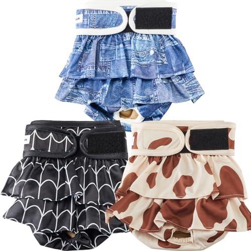 Reusable Dog Diapers Female Washable, Premium Doggie Diaper for Dogs, Pack of 2, Highly Absorbent Small Dog Diaper for Heat, Incontinence and Puppy Training(S)