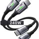 INIU USB C to USB C Cable, 240W Fast Charging Type C Charger Cord, Braided USBC Phone Charger Cable for iPhone 17 16 Pro Max Samsung S25 S24 Laptops MacBook Air 15 M3 iPad Switch [1ft+1ft Black]