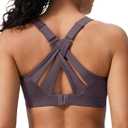 Yvette Sports Bra High Impact Adjustable Criss Cross Back, Full Support for Large Bust No Bounce (3X-Large Plus, Dark Purple)