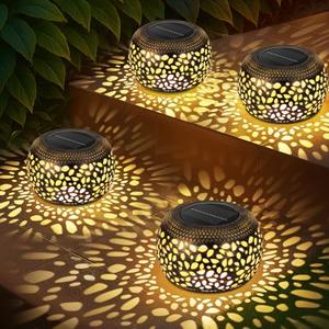 Solar Lantern Outdoor Patio Decor: 8 Pack Solar Lanterns Outdoor Waterproof, Hollow Out Retro Metal Solar Lights, Yard Porch Garden Balcony Indoor Desk Bedroom Tabletop Decorations, 2 Lighting Colors (8 Pack)