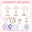 279 Pcs Sunday School VBS Wooden Pastel Cross Crafts DIY Religious Cross Hanging Flower Decorations Make Your Own Jesus Resurrection Spring Party Decor for Communion Church Classroom Art Supplies