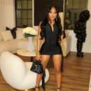 2 Piece Skirt Sets for Women Sexy V Neck Sleeveless Thong Bodysuits Fringe Bodycon Mini Dress Cocktail Party Short Dress (Black, XXL)