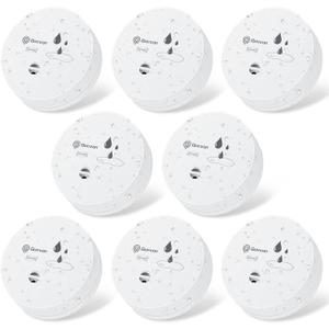 Geevon 8 Pack Water Leak Detectors, 100dB Water Sensor Alarms Flood Detector for Basements, Bathrooms, Laundry Rooms, Kitchens, Garages, and Attics, Water Alarms Battery-Operated (Battery Included) (White)