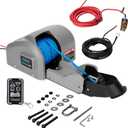 Trac Outdoors Deckboat 40 AutoDeploy-G3 Electric Anchor Winch - Anchors Up to 40 lb. - Includes 100-feet of Pre-Wound Anchor Rope with Use (69005), Gray