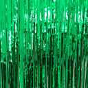 GOER 3.2 ft x 9.8 ft Metallic Tinsel Foil Fringe Curtains Party Photo Backdrop Party Streamers for St. Patrick's Day,Birthday,Graduation,New Year Eve Decorations Christmas Decor (Green,1 Pack) (Green)