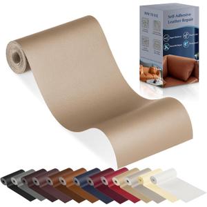 YAFLC Leather Repair Patch for Furniture, 4" x 63" Self Adhesive Leather Repair Kit Vinyl Repair Tape for Car Seat Sofa Jackets Couches Chair Medium Beige