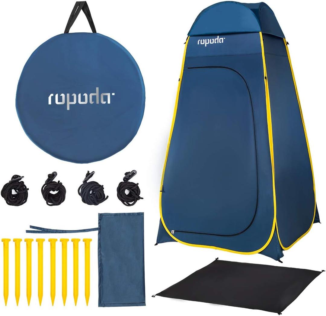 ROPODA Pop Up Tent 83inches x 48inches x 48inches, Upgrade Privacy Tent, Porta-Potty Tent Includes 1 Removable Bottom, 8 Stakes, 1 Removable Rain Cover, 1 Carrying Bag (Gray)