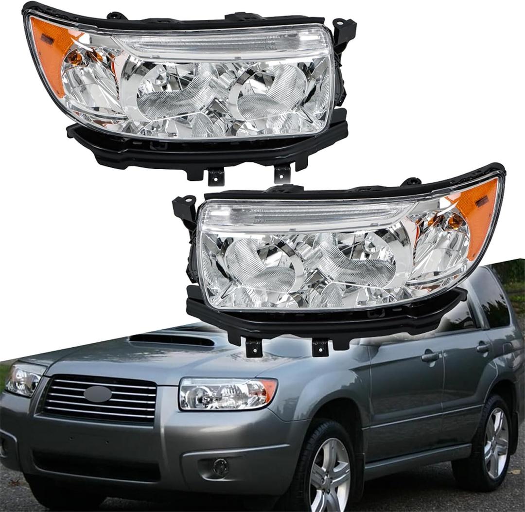 WFLNHB Headlight Assembly Replacement for Subaru Forester 2006-2008 Headlights Set Driver and Passenger Side 84001SA471 84001SA461
