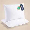 CGK Linens Ultra Thin Flat Pillows for Sleeping - Standard Size Pillows Set of 2 - Soft Down Alternative Bed Pillows for Back and Stomach Sleepers - Low Density, Low Loft Support - 20" x 26" - White