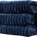 Electric Heated Blanket Full-Size 72x84 Inch - Ultra Soft Silky Flannel with Ribbed Texture, 10 Heating Levels and 12 Hours Auto-Off Feature - Navy Blue (202-dark Blue)