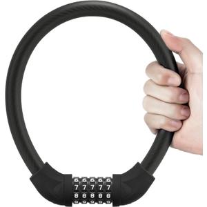 ROCKBROS Bike Lock 5 Digit Cable Lock Lightweight Bicycle Lock Bike Lock Combination Portable Lock for Bike 22inch Black (1.8 Feet)