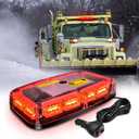 Nilight 12 Inch Roof Top Strobe Lights 48LED Hazard Light Emergency Safety Warning LED Flashing Bar Magnetic Mount 12V 24V Cars Trucks Tractors Snow Plows Construction Vehicles (Red)