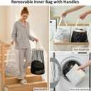 Efluky Laundry Hamper with Lid, Double Laundry Basket with 2 Removable Bags, 2 Section Laundry Bin with Bamboo Handles for Bathroom, Bedroom & Laundry Room, 170L (44.9 Gallon) Beige, 170L Dual