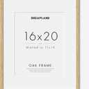 16x20 Picture Frame Solid Oak Natural Wood Frame Wood Picture Frames Mat for 11x14 with Tempered Glass for Wall & Tabletop Wall Hook Display, Natural Color 1P