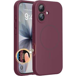 Miracase Magnetic for iPhone 17 Case, Compatible with MagSafe, Integrated Silicone Camera Control Cover, 3.0mm Thicken Shockproof Drop Protection Phone Case for 17,Wine Red