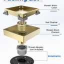 6 Inch Gold Shower Drain, Modern 2-in-1 Tiled Shower Drain - 304 Stainless Steel Square Shower Floor Drain for Bathroom, Brushed Gold Drain Shower with Tile Insert Grate Removable, Hair Strainer