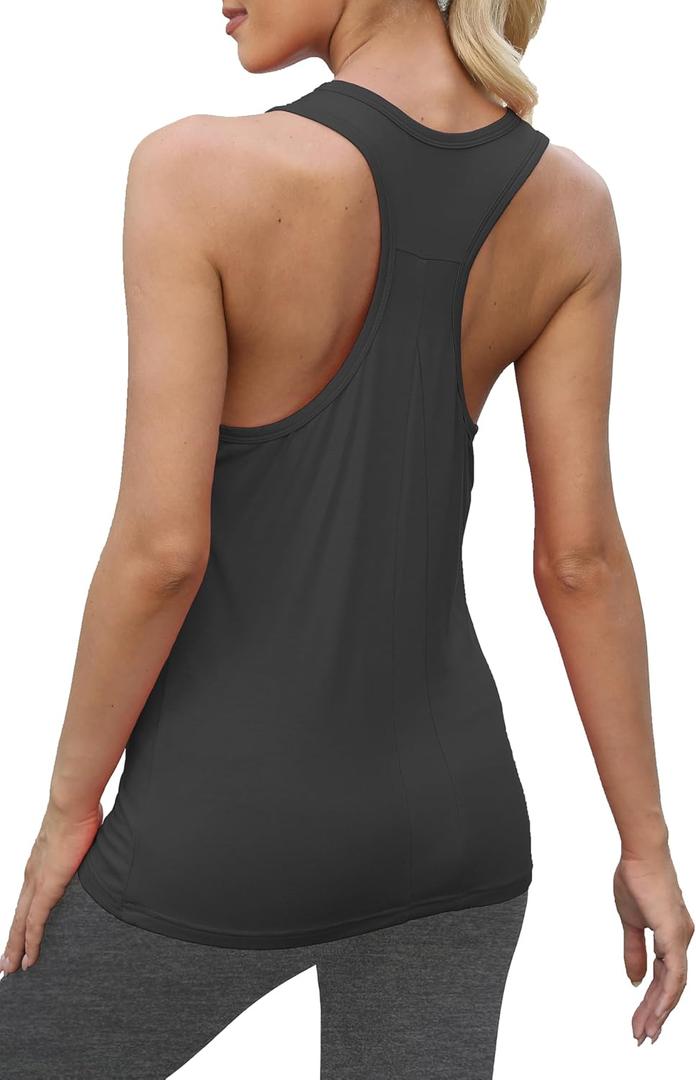 Bestisun Racerback Workout Athletic Tank Tops Sleeveless Yoga Gym Shirts for Women (Black, XL)