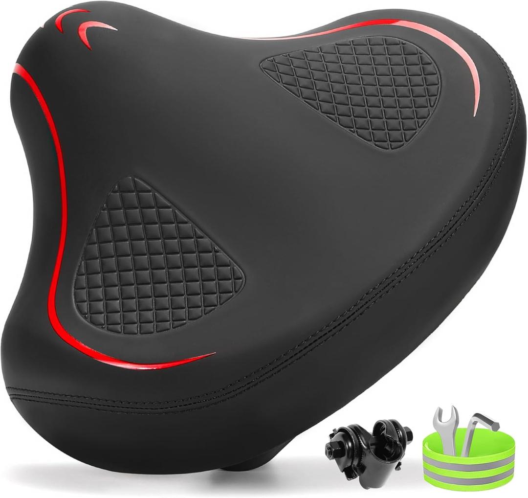 CDYWD New Noseless Bike Seat for Men Women Comfort Wide, Large Soft Padded Bicycle Seat, Comfortable Replacement Bike Saddle for Peloton, Stationary Exercise Bike, MTB, Beach Cruiser, Ebike, City Bike