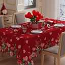 XCHI Love Hearts Roses Flowers Valentine's Day Tablecloth Square Table Cloth Washable Table Covers for Indoor Dining Home Party Decorations 60x60 Inch