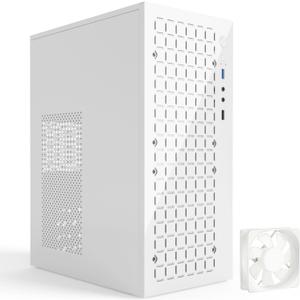 High Airflow Micro ATX PC Case - Support MATX, Mini-ITX, Slim With USB2.0x2 I/O Port, White Without Fans