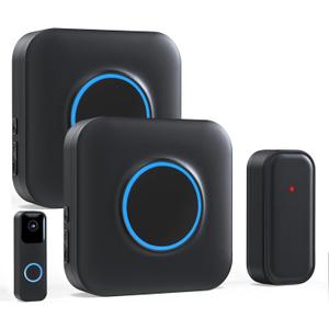 Satisure Wireless Doorbell Chime Video Doorbell Extender - Compatible with Blink Video Doorbell and Blink Video Doorbell (2nd Gen) (1 Video Doorbell Extender 2 Receiver (Black)
