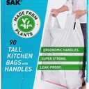 Hippo Sak - Plant Based Tall Kitchen Garbage Bags with Ergonomic Handles - 13 Gallon Trash Bags - Recyclable & Eco Friendly - Super Strong and Leak Proof Tall Kitchen Trash Bags (90 Count)