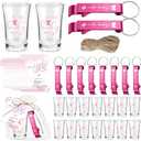 Blushtier 25 Sets Baby Shower Party Favor Shot Glasses Cute Bottle Opener Keychains Thank You Tags and Bags Baby Shower Favors Gender Reveal Party Guests Return Gift(Pink,Bear Girl)