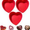 Heart Shaped Cake Pans, 3pcs 6 Inch Silicone Cake Pan for Baking, Heart Molds Silicone Non-Stick Quick Release Suitable, Easy Clean