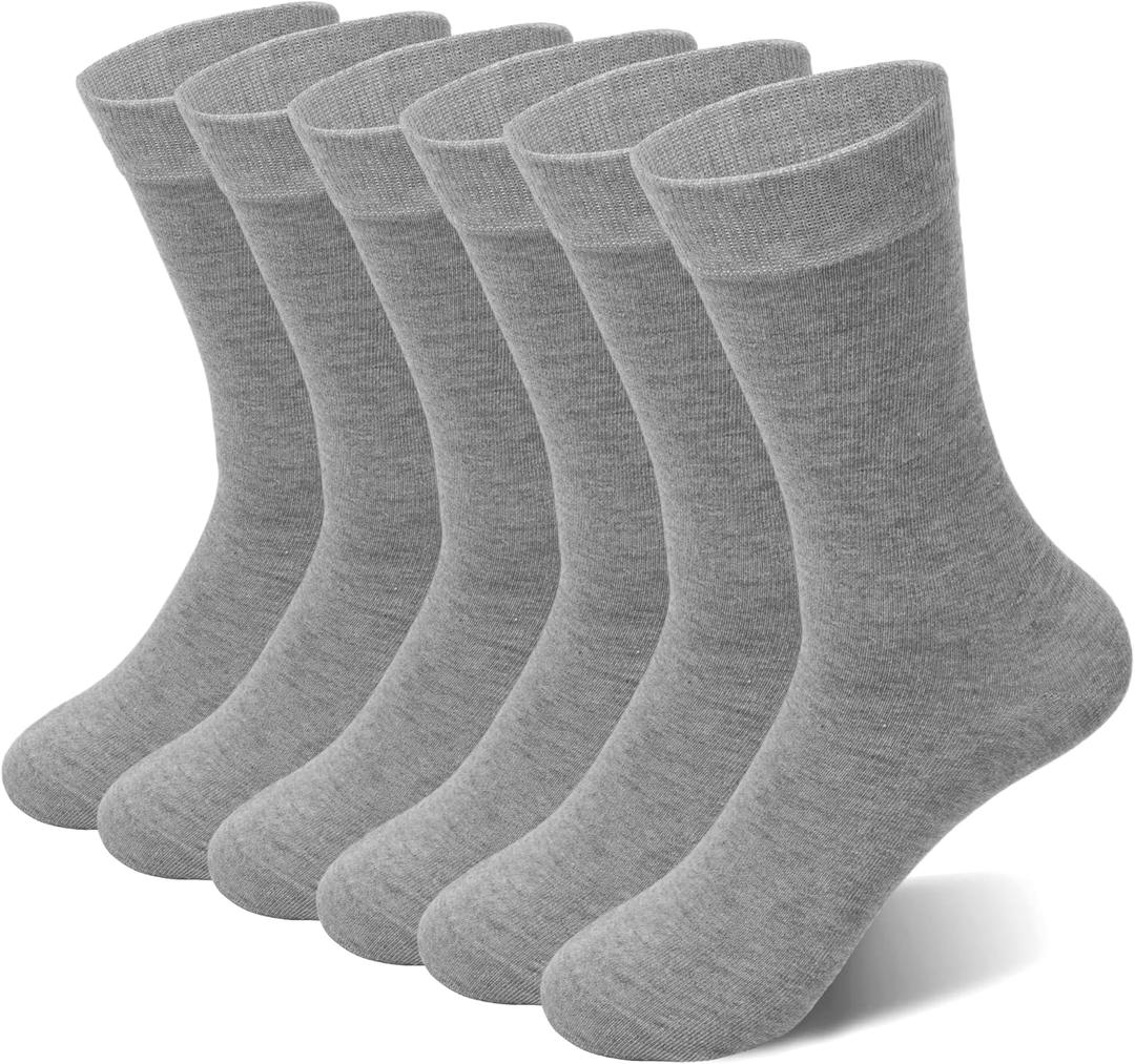 Crew Socks for Women & Man Casual Breathable LightWeight Athletic Calf Socks for running Size 5-13 (Small-Medium, 016 Gray,gray,gray,gray,gray,gray)