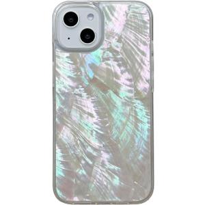 Mother of Pearl Glitter Phone Case for iPhone 16 (NOT Pro) 2024,Bling Shiny Real Seashell Pattern Slim Glossy Sleek Stylish Trendy Protective Shockproof Girls Women i Phone 16 Cover 6.1"