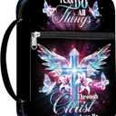 MYSMOR Bible Cover with Handles, Zippered Bible Carrying Case for Women and Girls, Bible Bag Portable, Covers for Bible, Gifts for Christmas Christian