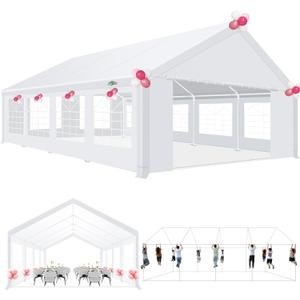 COBIZI 20x30 Party Tent Heavy Duty, Galvanized Wedding Tent, Event Shelter Tent for Parties, Large Outdoor Gazebo with Removable Sidewall & Built-in Sandbag, Carpas para Fiestas, Waterproof, White