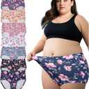 Womens Underwear Plus Size Panties 7 Pack Ladies Briefs Mid High Waist Floral Underwear Undies (XXL)