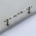 2 Pack Zinc Alloy Vintage Drawer Pulls with Screws - Ornate Drawer Handles for Kitchen Cabinets, Dresser Drawers, Furniture Hardware (Brushed Silver, 5.04 inch Hole spacing)