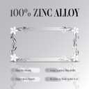 Flower Bling License Plate Frame Tag Holder Cover  Cute Girly Car Accessory for Women, 3D Shining Chrome Painted Zinc Alloy Metal, Trendy and Rust-Resistant Design, Fits US & Canada